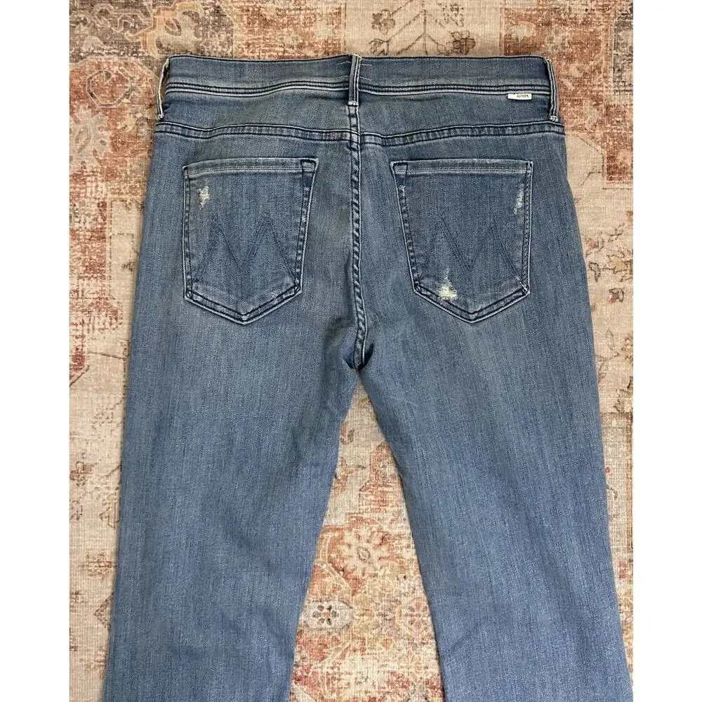 Mother The Weekender Fray Graffiti Girl Flare Jeans Distressed Stretch Size 30 - Picture 12 of 12